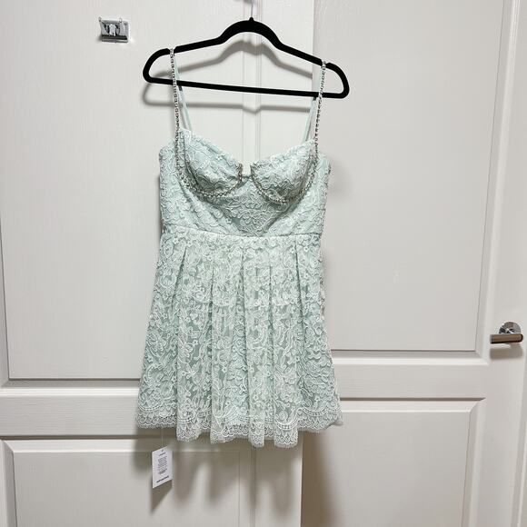 Self-Portrait Green Cord Lace Mini Dress US 8 - Picture 4 of 10